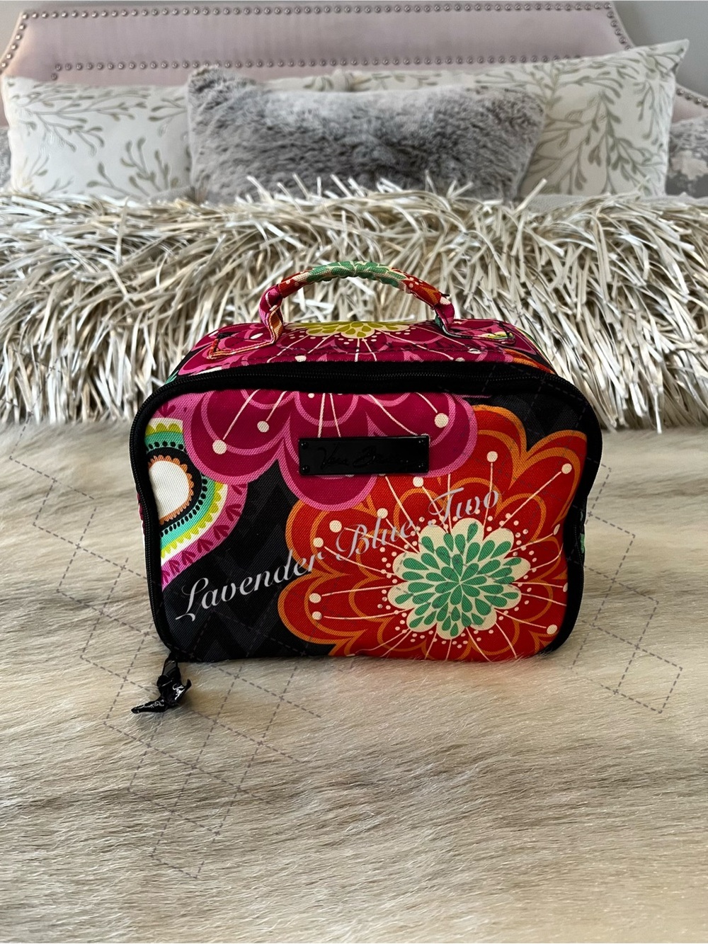 VERA BRADLEY Ziggy Zinnia 2014 Insutated Lunch Box Bag School Orange Pink Floral